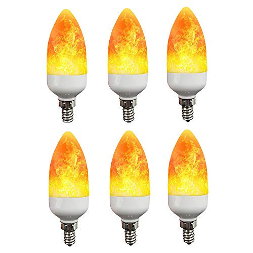 6 Pack 2 Modes LED Flame Light Bulb E12 Candelabra Base LED Flickering Bulb Candelabra Flame Tip Vintage Flame Bulbs for Lantern Bar Party Christmas 6 Pack 2 Modes LED Flame Light Bulb E12 Candelabra Base LED Flickering Bulb Candelabra Flame Tip Vintage Flame Bulbs for Lantern Bar Party Christmas