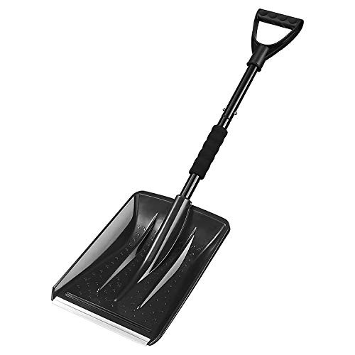 XIAOCAI Snow Shovel for Car Large-Capacity Foldable Lightweight Aluminum Telescopic Portable Snow Shovel Parent-Child Playing Snow Shovel for Garden Car Camping with Extra Ice ScrapeBlack