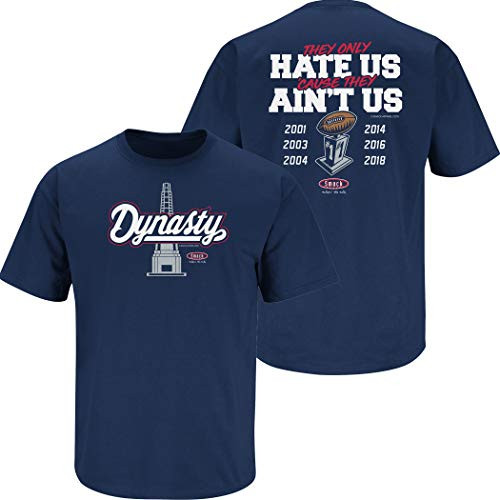 New England Football Fans_ Dynasty_ They Only Hate US Cause They Aint US_ Navy T-Shirt Sm-5X Short Sleeve 3XL