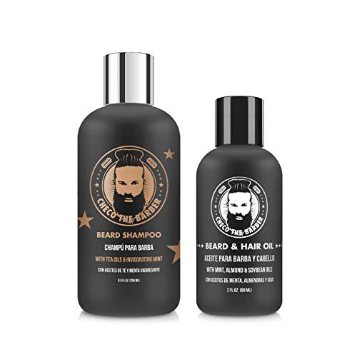 Checo The BarberPremium Mens Moisturizing Beard Oil and Invigorating Shampoo Beard Wash Grooming and Care Kit Checo The BarberPremium Mens Moisturizing Beard Oil and Invigorating Shampoo Beard Wash Grooming and Care Kit