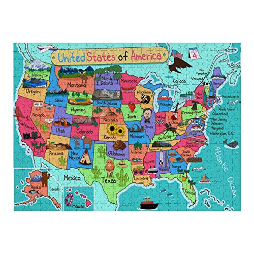 500 Pieces Jigsaw Puzzle for Adults Cartoon USA Map Wooden Jigsaw Puzzles Table Game Kids Family Toy DIY Gift