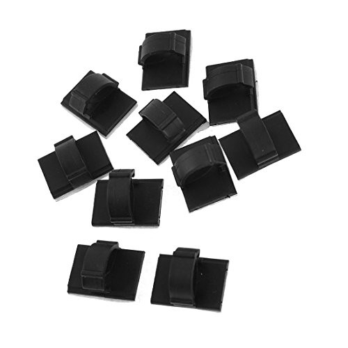 Uxcell Rectangle Self-adhesive Cable Tie Mount Clips, 10 mm, Black, 10 Piece
