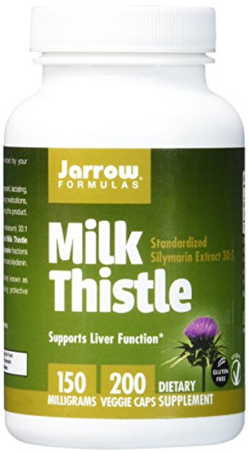Jarrow Formulas Milk Thistle (Silymarin Marianum), Promotes Liver Health, 150 mg per Capsule, 200 Veggie Capsules