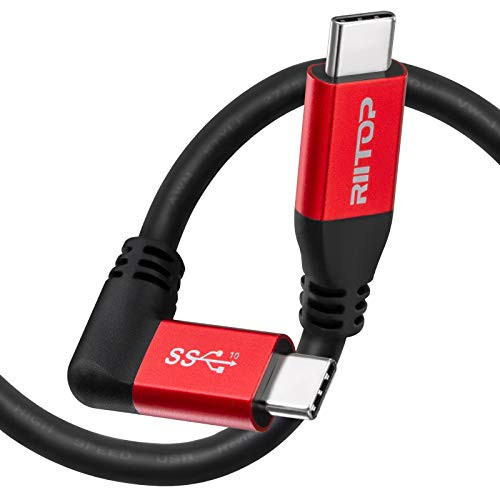 USB C to C Cable 100W 10FT RIITOP USB 3_1 Type-C Cable Angled with E-Marker Support 100W PD Charging 10Gbps Data Transfer 4K Video Output Compatible with Oculus Quest 2 USB-C Monitor Display