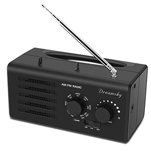 DreamSky AM FM Radio Portable with Great Reception AC Outlet Powered D Size Battery Operated Radios with Clear Loud Sound Transistor Radio Player with Headphone Jack Small Gifts for Elderly Senior