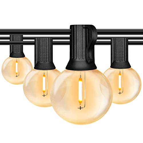 50FT LED Globe Outdoor String Lights for Patio Dimmable G40 Christmas Lights Shatterproof with 27 1W Bulbs Waterproof Lights String for Backyard Porch Party Cafe E12 Screw Base 2200K Warm White
