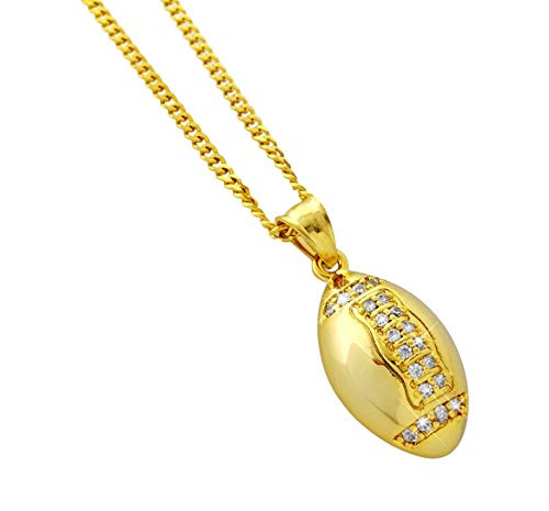 Exo Jewel 18k Gold Plated Football Pendant Stainless Steel Necklace with 24 Chain