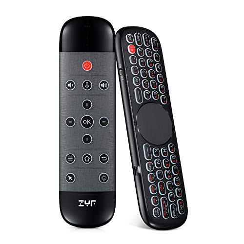 ZYF Z10 Air Mouse Remote 2_4G Backlit Voice Remote Control with Wireless Keyboard Touchpad Anti-Lost Function for Nvidia Shield Android TV Box PC Projector HTPC - Black