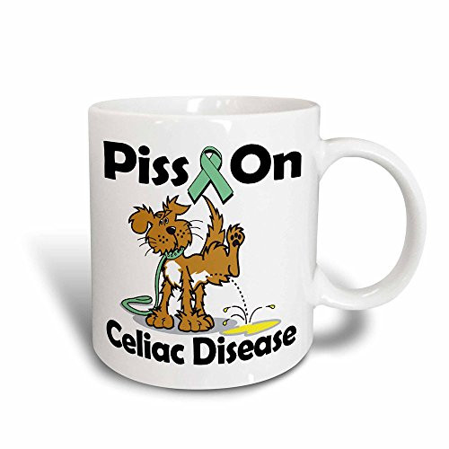 3dRose 115803_3 Piss On Celiac Disease Awareness Ribbon Cause Design Magic Transforming Mug, 11 oz, Black/White