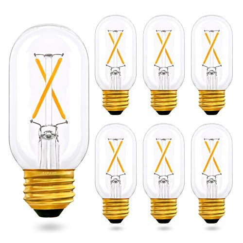 E26 Light Bulb Dimmable 2W25 Watt Equivalent Warm White 2700K AIELIT T45T14 LED Tubular Bulb Antique Edison Filament Bulb for Chandelier Bathroom Vanity Ceiling Fan Pendant Lights 6-Pack