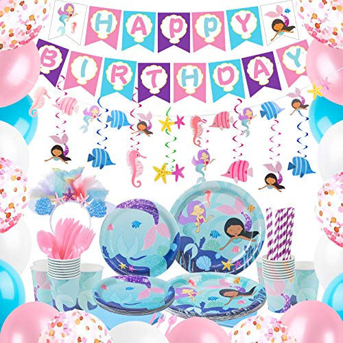 Mermaid Party Supplies Decorations Mermaid Birthday Decorations Supplies Birthday Banner Balloons Plates Cups Napkins 1st First Little Mermaid Party Decorations Kits for Little Girls Serves 16 Mermaid Party Supplies Decorations Mermaid Birthday Decorations Supplies Birthday Banner Balloons Plates Cups Napkins 1st First Little Mermaid Party Decorations Kits for Little Girls Serves 16