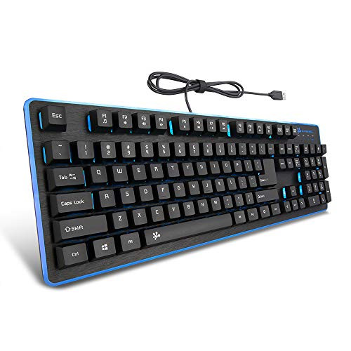 Bfriendit Gaming Keyboard USB Wired Floating Keyboard Quiet Ergonomic Water - Resistant Mechanical Keyboard Ultra - Slim RGB Rainbow Backlit Keyboard with Black Switches for Windows Computer PC