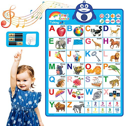 Gifted Genius Electronic Interactive Alphabet Wall Chart Talking ABC and 123s and Music Poster Best Educational Toy for Toddler_ Kids Fun Learning at Daycare Preschool Kindergarten for Boys and Girls Gifted Genius Electronic Interactive Alphabet Wall Chart Talking ABC and 123s and Music Poster Best Educational Toy for Toddler_ Kids Fun Learning at Daycare Preschool Kindergarten for Boys and Girls
