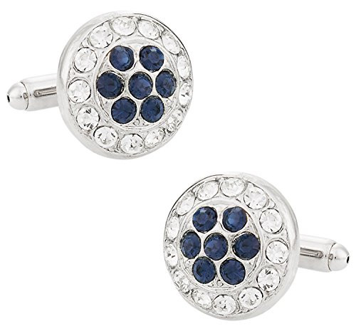 Cuff-Daddy Swarovski Crystal Cluster Cufflinks in Clear and Blue with Presentation Box