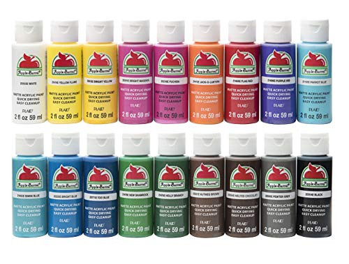 Apple Barrel PROMOABI Matte Finish Acrylic Craft Paint Set Designed for Beginners and Artists Non-Toxic Formula that works on All Surfaces Assorted Colors 1 18 Count