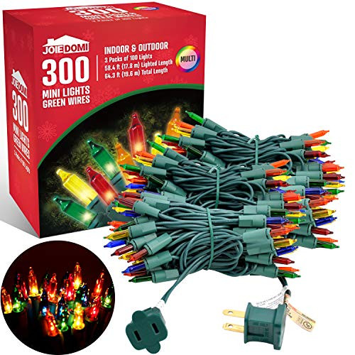 Joiedomi 100-Count Multi Color Christmas Lights Set of 3 Clear Lights Bulbs Xmas Lights Green Wire Christmas Lights for OutdoorIndoor Decorations