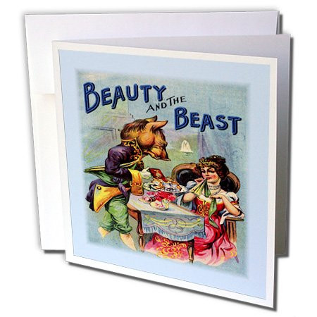 3dRose Antique Ad for Beauty n The Beast Greeting Cards, 6" x 6", Set of 6 (gc_58489_1)