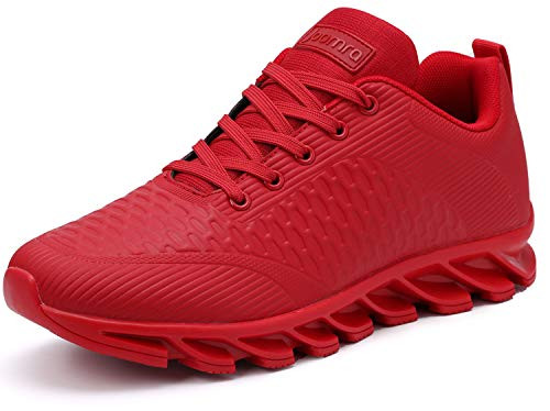 JOOMRA Workout Shoes for Men All Red Running Fitness Walking Jogging Fashion Footwear Street Gym Basic Leather Athletic Tennis Sneakers Zapatillas para Hombre Size 7_5