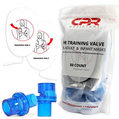 50 Count One Way CPR Practice Valves CPR Training Valve Individually Wrapped by CPR Assistant