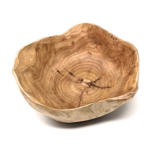 THY COLLECTIBLES Wooden Bowl Handmade Storage Natural Root Wood Crafts Bowl Fruit Salad Serving Bowls Large 12-14