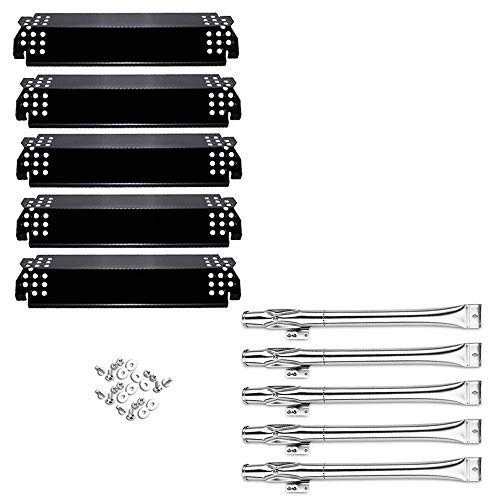 Uniflasy Grill Burner Heat Plates Shield for Home Depot Nexgrill 5 Burner 720-0888 720-0888N 4 Burner 720-0830H 5 Pack Grill Repair Part kit for Nexgrill Replacement Parts