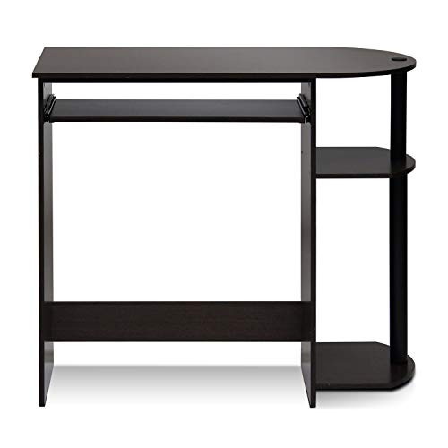 Furinno Simplistic Easy Assembly Computer Desk With Keyboard Tray Dark BrownBlack