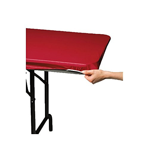 Set of 2 Creative Converting 29 x 72 inches Regal Red Plastic Stay Put Banquet Table Cover bundled by Maven Gifts