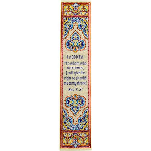 Woven Fabric Christian Bookmark_ Laodicea_ Signs of The End Times_ Promises of The Seven Churches of Revelation_ Silky Soft Revelations 321 Bookmarke
