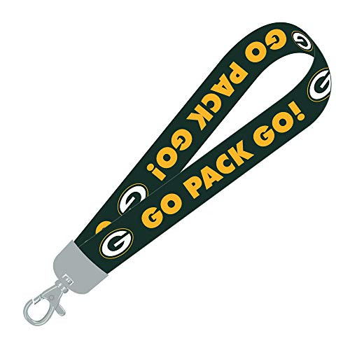 Pro Specialties Group Green Bay Packers Go Pack Go Green Tagline Wristlet Lanyard Key Holder