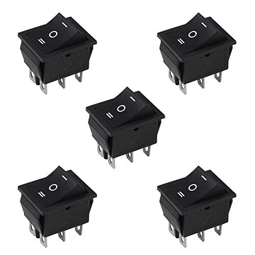 Rocker Boat Switch_ 5 Pcs DPDT 6 Pins Switch Snap_ AC 20A250V 15A125V_ 3 Position ONOffON Mini Boat Rocker Switch Toggle for Car Auto Boat  Black