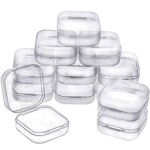 12 Pcs Small Clear Plastic Beads Storage Containers Box with Hinged Lid for Storage Clear Small Plastic Mini Box Containers for Small Items Crafts Jew