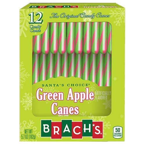 Brachs Green Apple Candy Canes _475 ounce_ _ Box of 12 Brachs Green Apple Candy Canes _475 ounce_ _ Box of 12