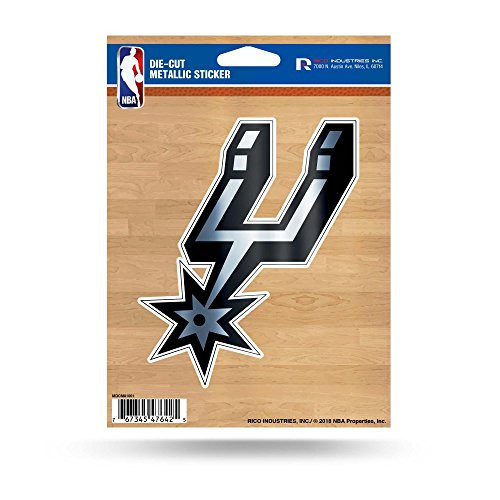 NBA Rico Industries Die Cut Metallic Sticker_ San Antonio Spurs Team Color_ 5 x 7_inches NBA Rico Industries Die Cut Metallic Sticker_ San Antonio Spurs Team Color_ 5 x 7_inches