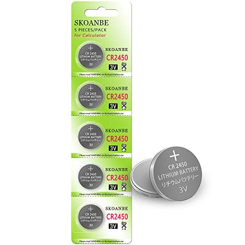 SKOANBE 5Pack CR2450 Lithium 3V Button Coin Cell 2450 Battery