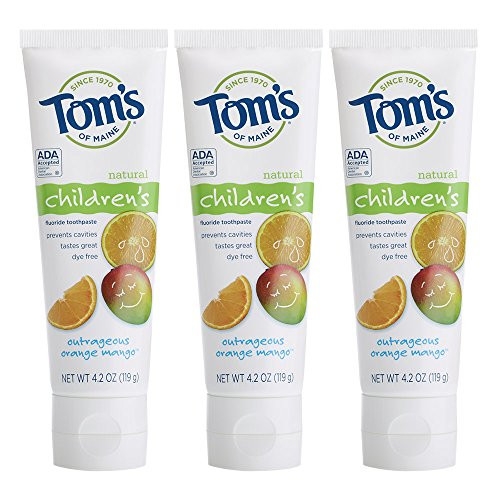 Tom's of Maine Anticavity Fluoride Children's Toothpaste, Outrageous Orange-Mango, 4.2 Ounce, 3 Count