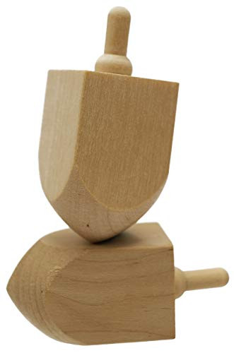 Hanukkah Wooden Dreidel_ Design Your Own 3 inch  Inch Wooden Chanukah Dreidel_ Unfinished Natural Wood Dreidels  2 DIY Dreidels_ Blister Pack