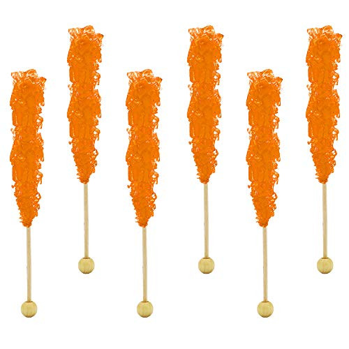Rock Candy Lollipops Pops Candy Suckers_ Color and Flavor Assortment_ Individually Wrapped_ 6_5 inch Orange_ 6_Pack Rock Candy Lollipops Pops Candy Suckers_ Color and Flavor Assortment_ Individually Wrapped_ 6_5 inch Orange_ 6_Pack