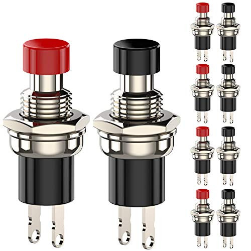 DIYhz Momentary Push Button Switch_ 1A 250VAC SPST Mini Pushbutton Switches Normal Closed  NC  Black Cap _ 10pcs