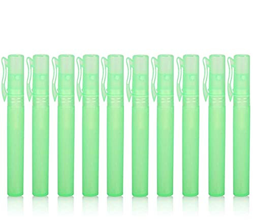 10ml Pen Clip Fine Mist_10 Pcs Plastic Frosted Atomizer Vials Empty Portable Refillable Pump Spray Bottle Perfume hand Sample Tube Travel Makeup Conta
