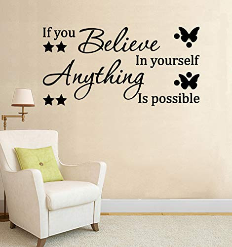 YOYOJOY If You Believe in Yourself Anything is Possible Wall Decals Quote Home Decor Art Quote Decals Wall Art Stickers Decal Black