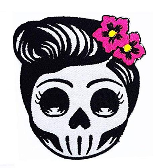 Wasuphand Skull Girl Rockabilly Sugar Tattoo Punk Patch Sew Iron on Embroidered Rock Band Wasuphand Skull Girl Rockabilly Sugar Tattoo Punk Patch Sew Iron on Embroidered Rock Band