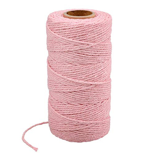 328 Feet 2mm Pink Twine_Cotton Bakers Twine Cotton Cord Crafts Gift Twine String for Valentines Holiday