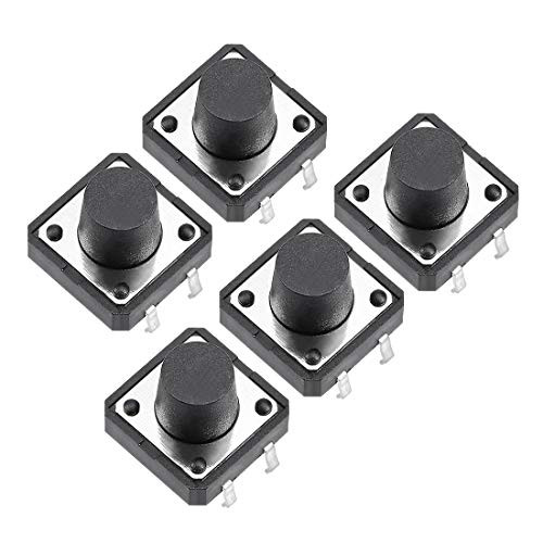 uxcell 12x12x9mm Panel MiniMicroSmall PCB Momentary Tactile Tact Push Button Switch DIP Black 5PCS