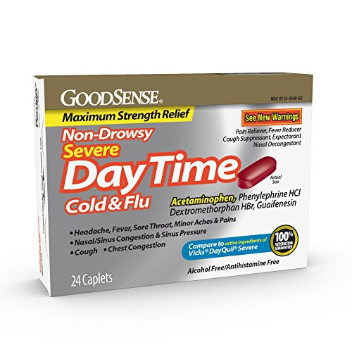 GoodSense Daytime Cold and Flu Relief Caplets_ 24 Count