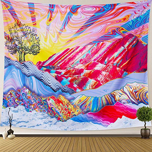 Q_DIRT PRO Psychedelic Mountain Tapestry Colorful Sunrise Landscape Wall Tapestry Bohemian Hippie Tapestry Wall Hanging for Dorm Room Bedroom Decor 5 Q_DIRT PRO Psychedelic Mountain Tapestry Colorful Sunrise Landscape Wall Tapestry Bohemian Hippie Tapestry Wall Hanging for Dorm Room Bedroom Decor 5