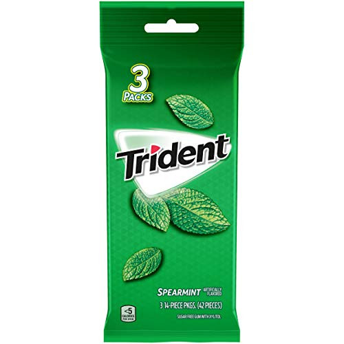 Trident Sugar Free Gum_ Spearmint Flavor_ 3 Packs  42 Pieces Total