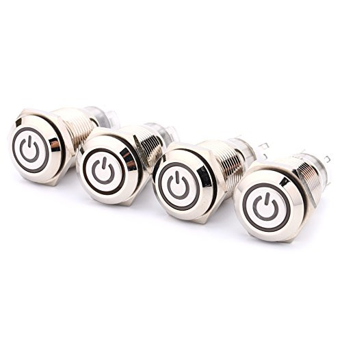 Momentary Button Switch LED 1 Piece 16mm 1NO 1NC Connection 12V Metal LED Toggle Switch Latching Push Button Red light