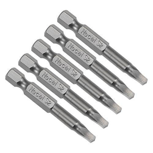 uxcell 5 Pcs SQ3 Magnetic Square Head Screwdriver Bits_ 14 Inch Hex Shank 2_inch Length S2 Power Tools