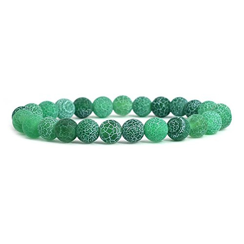 Green Weathered Agate Gemstone 8mm Round Beads Stretch Bracelet 7 Inch Green Weathered Agate Gemstone 8mm Round Beads Stretch Bracelet 7 Inch