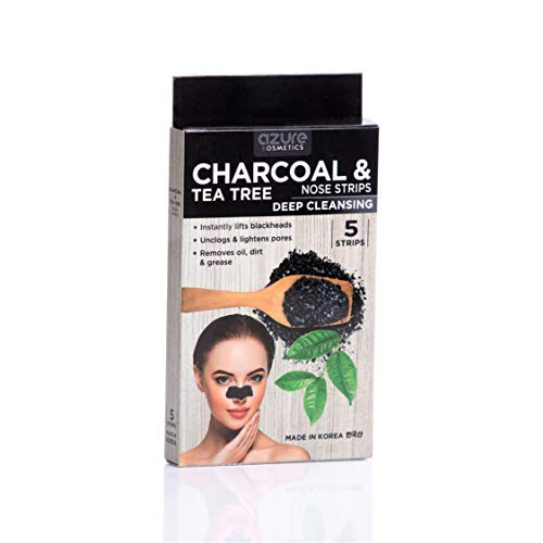AZURE Charcoal  and  Tea Tree Oil Luxury Cleansing Nose Strips  Detoxifying_ Cleansing  and  Wrinkle Reducing  Unclogs  and  Minimizes Pores  Removes Blackhead